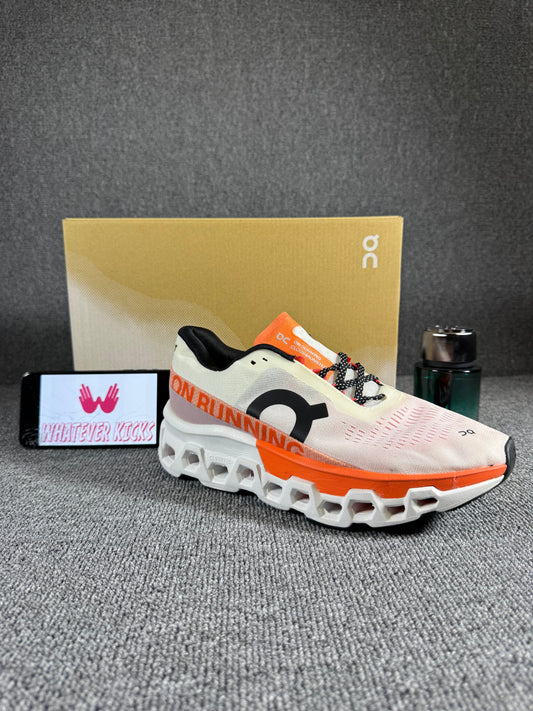On Cloudmonster 2 running sneaker in the Undyed Flame