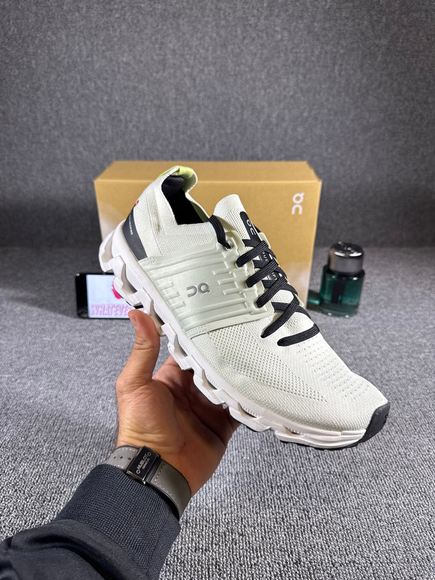 On Cloudswift 3 sneaker in an ivory/white and black