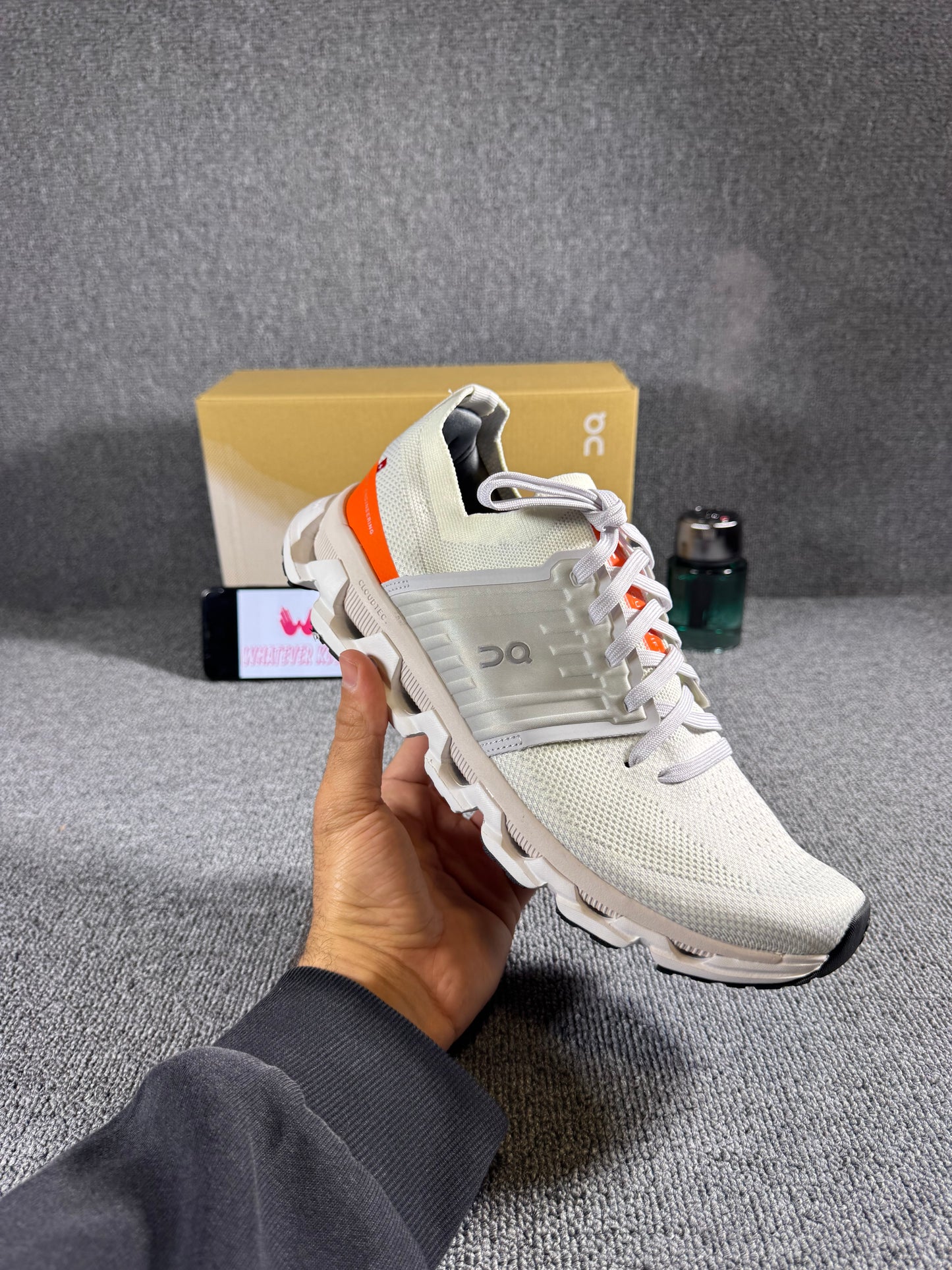 On Cloudswift 3 men's running shoes in the Ivory/Flame