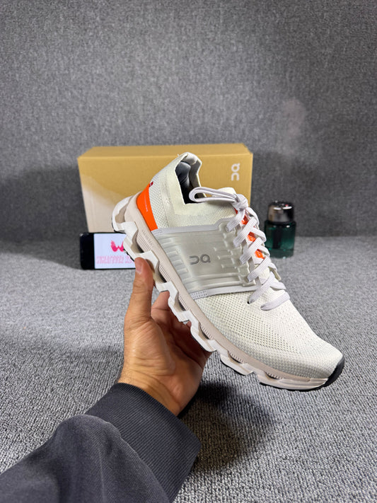 On Cloudswift 3 men's running shoes in the Ivory/Flame