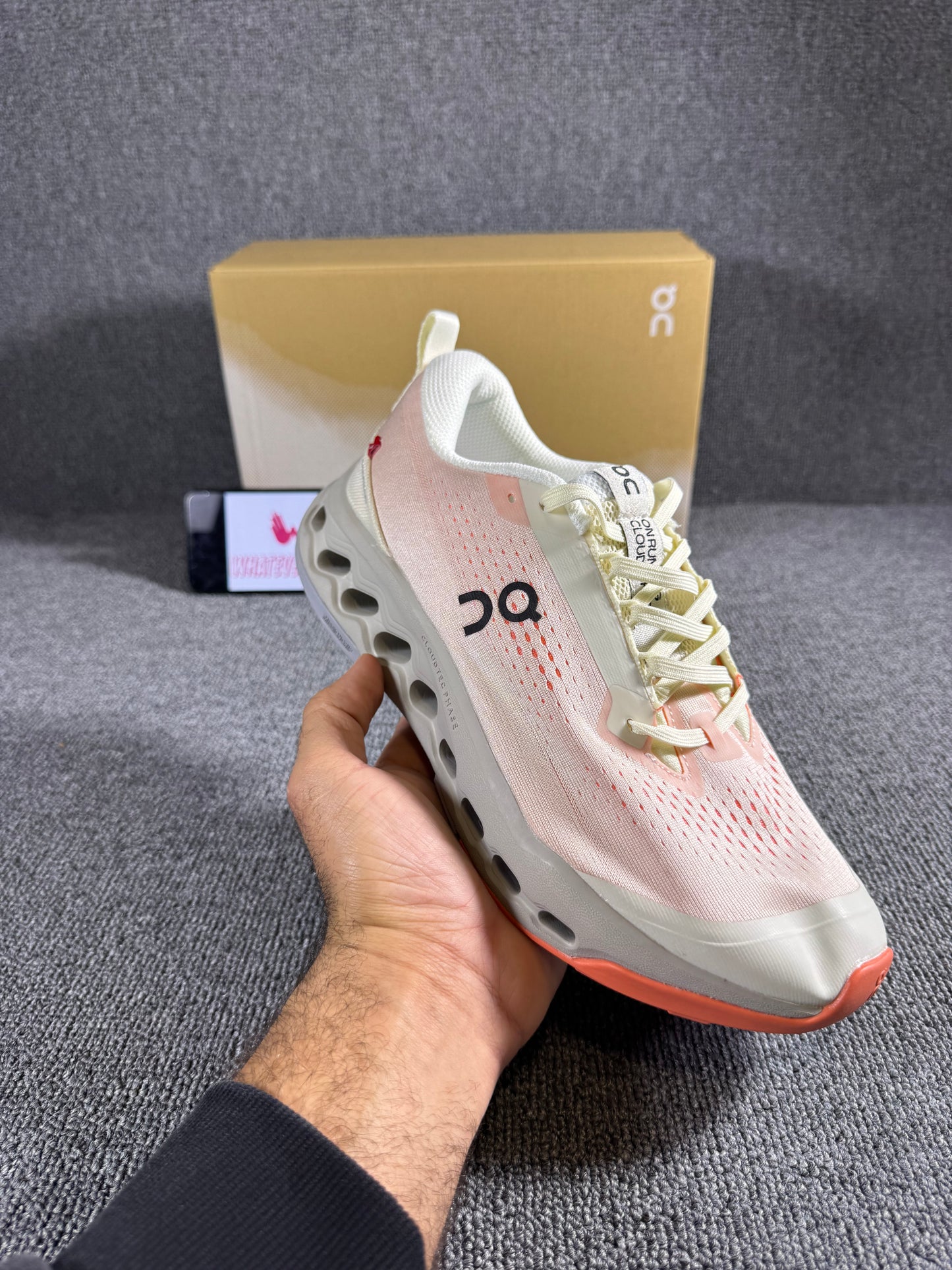 On Cloud surfer Trail 2 running shoe  Ivory/Salmon