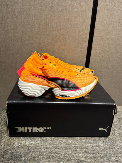 Puma Fast-R Nitro Elite 2 running shoes in the Sun Stream/Sunset Glow/Puma White