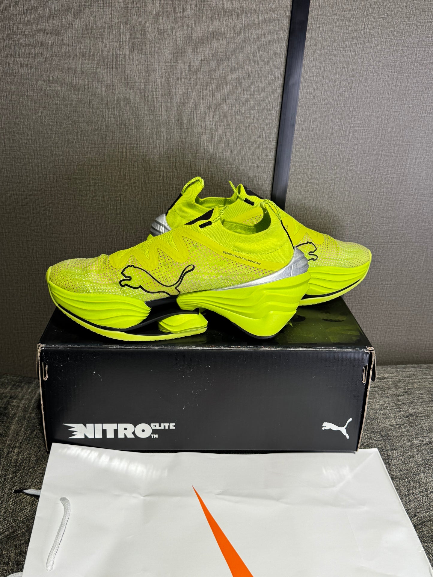 Puma Fast-RB Nitro Elite running shoes in the 'Lime Pow'