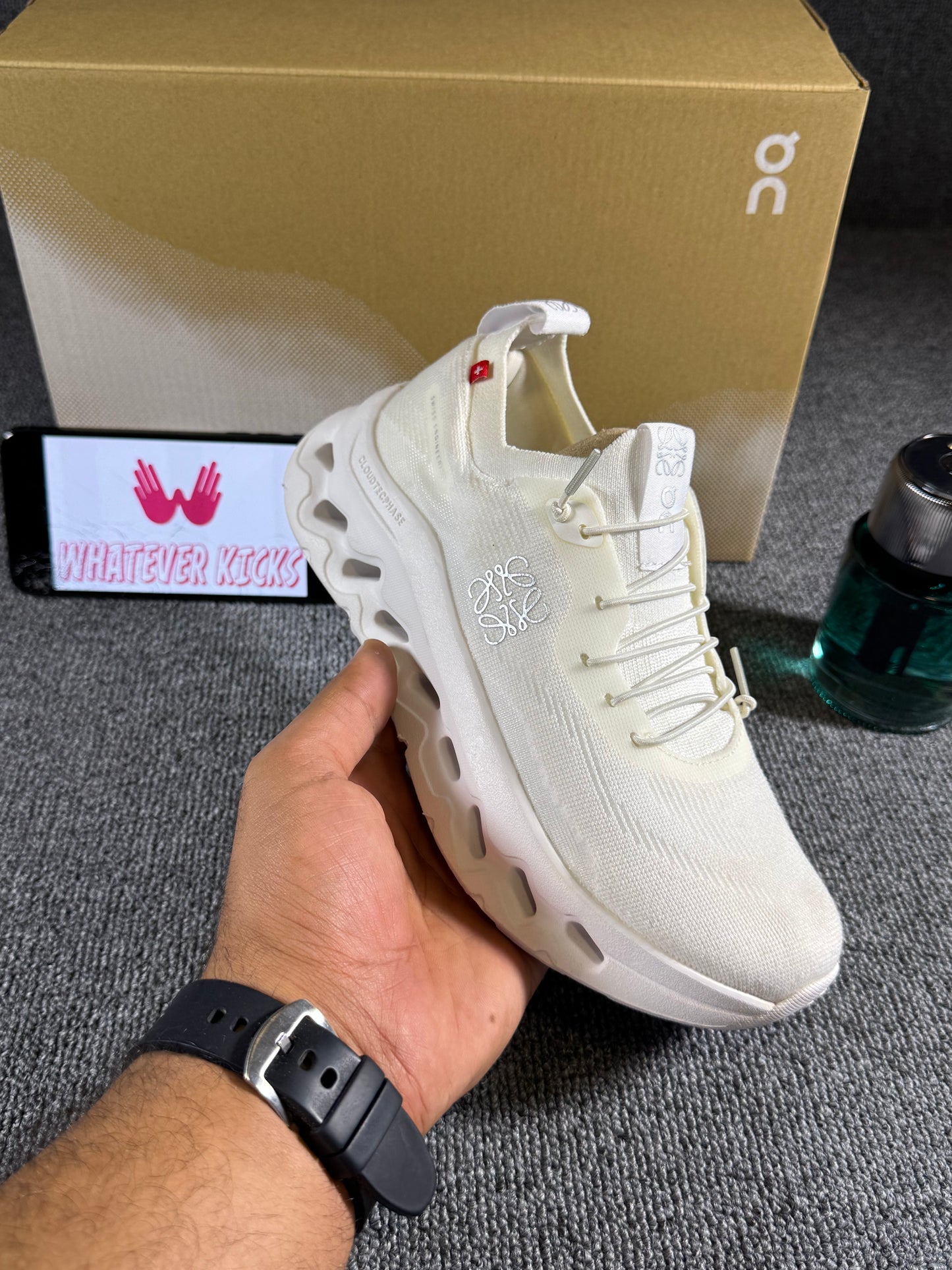 LOEWE x On Cloud tilt running sneaker in a sand/cream colorway