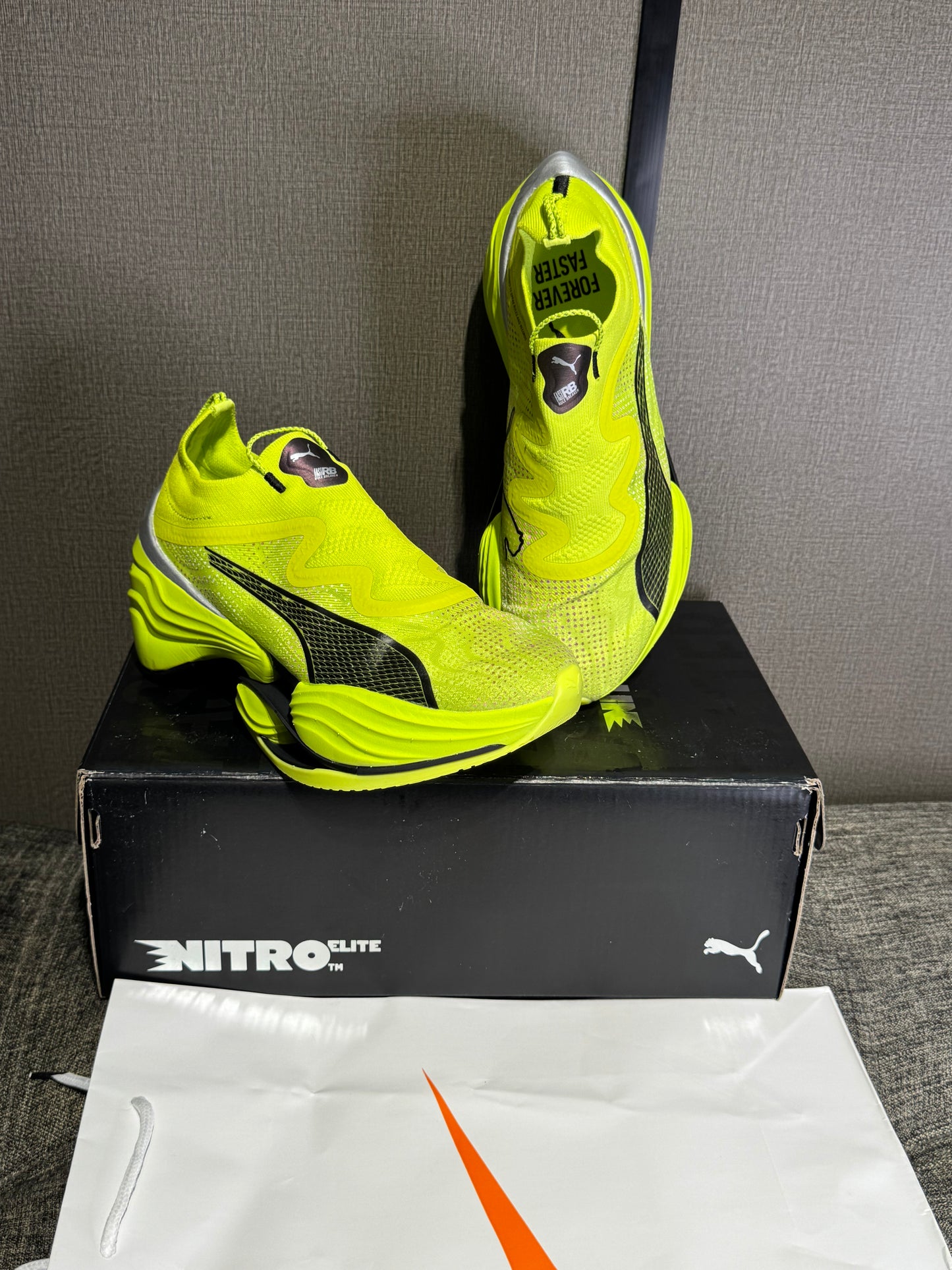 Puma Fast-RB Nitro Elite running shoes in the 'Lime Pow'