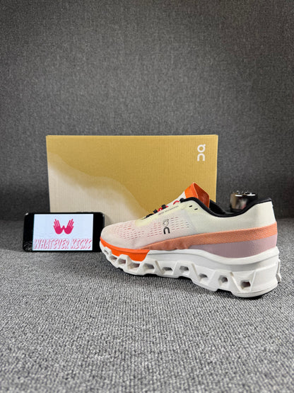 On Cloudmonster 2 running sneaker in the Undyed Flame