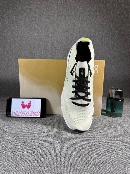 On Cloudswift 3 sneaker in an ivory/white and black