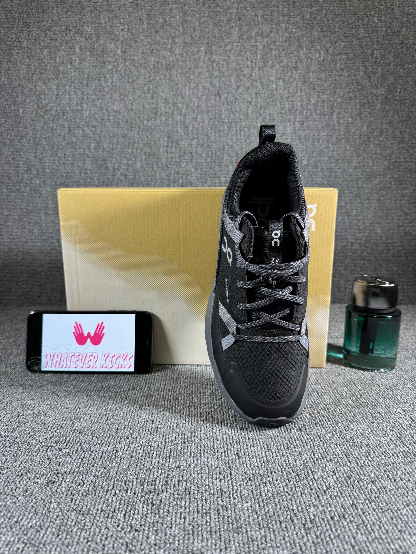 On Running Cloudhorizon Waterproof shoe in the black and eclips
