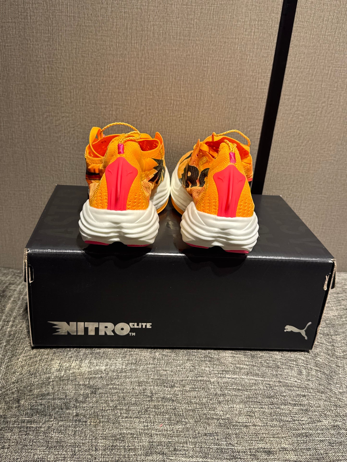 Puma Fast-R Nitro Elite 2 running shoes in the Sun Stream/Sunset Glow/Puma White