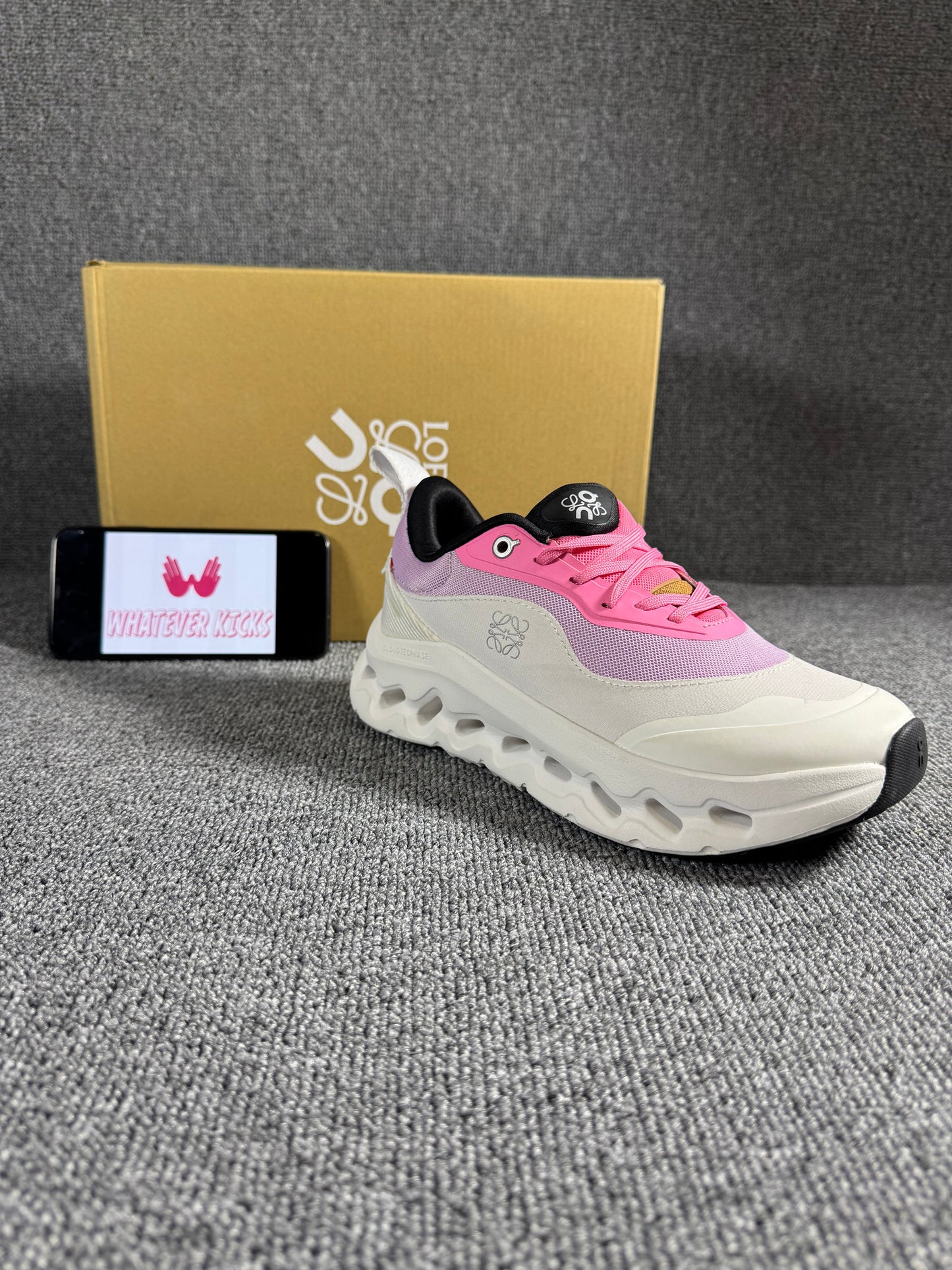 On Running x Loewe Cloudtilt 2.0 Pink and white colorway